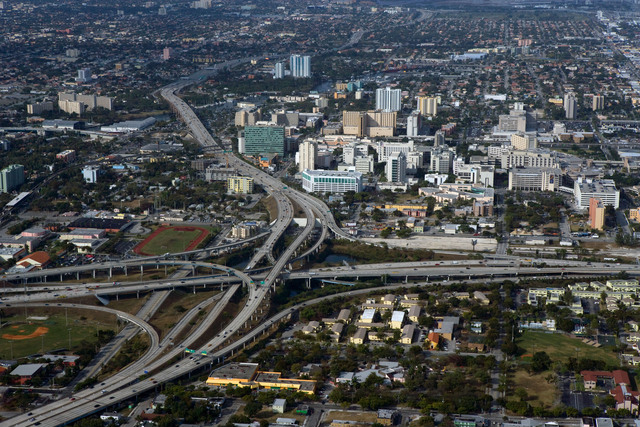 Highway view near Miami Gardens showing major routes like I-95 and the Palmetto Expressway