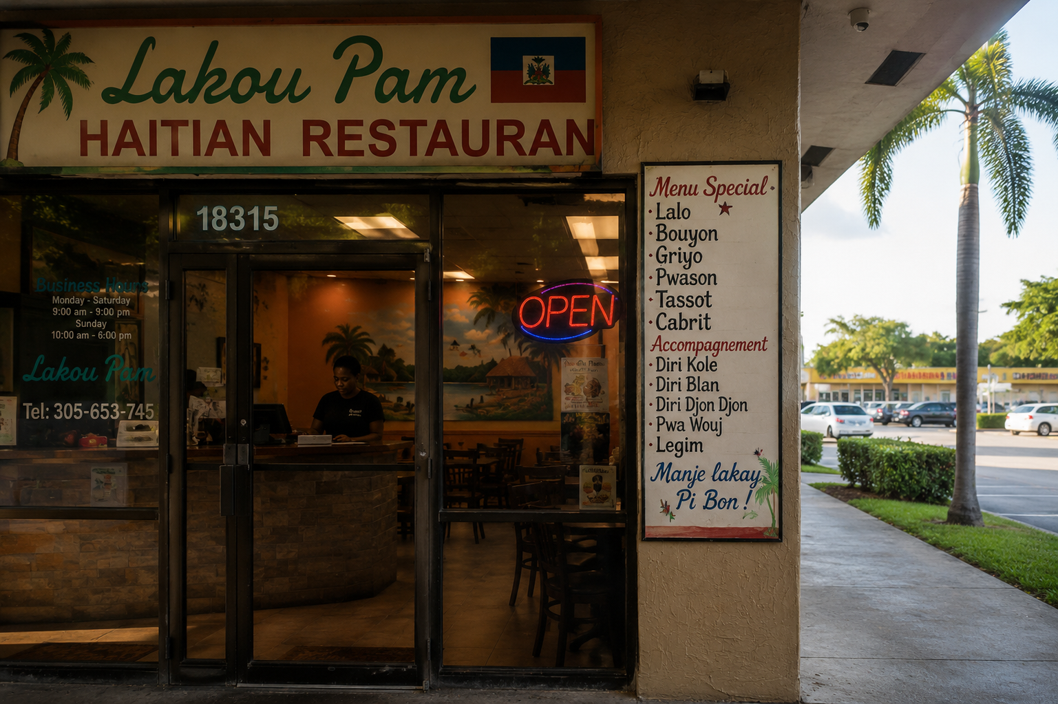Haitian food from a restaurant in Miami Gardens, representing the community of TPS holders affected by immigration uncertainty