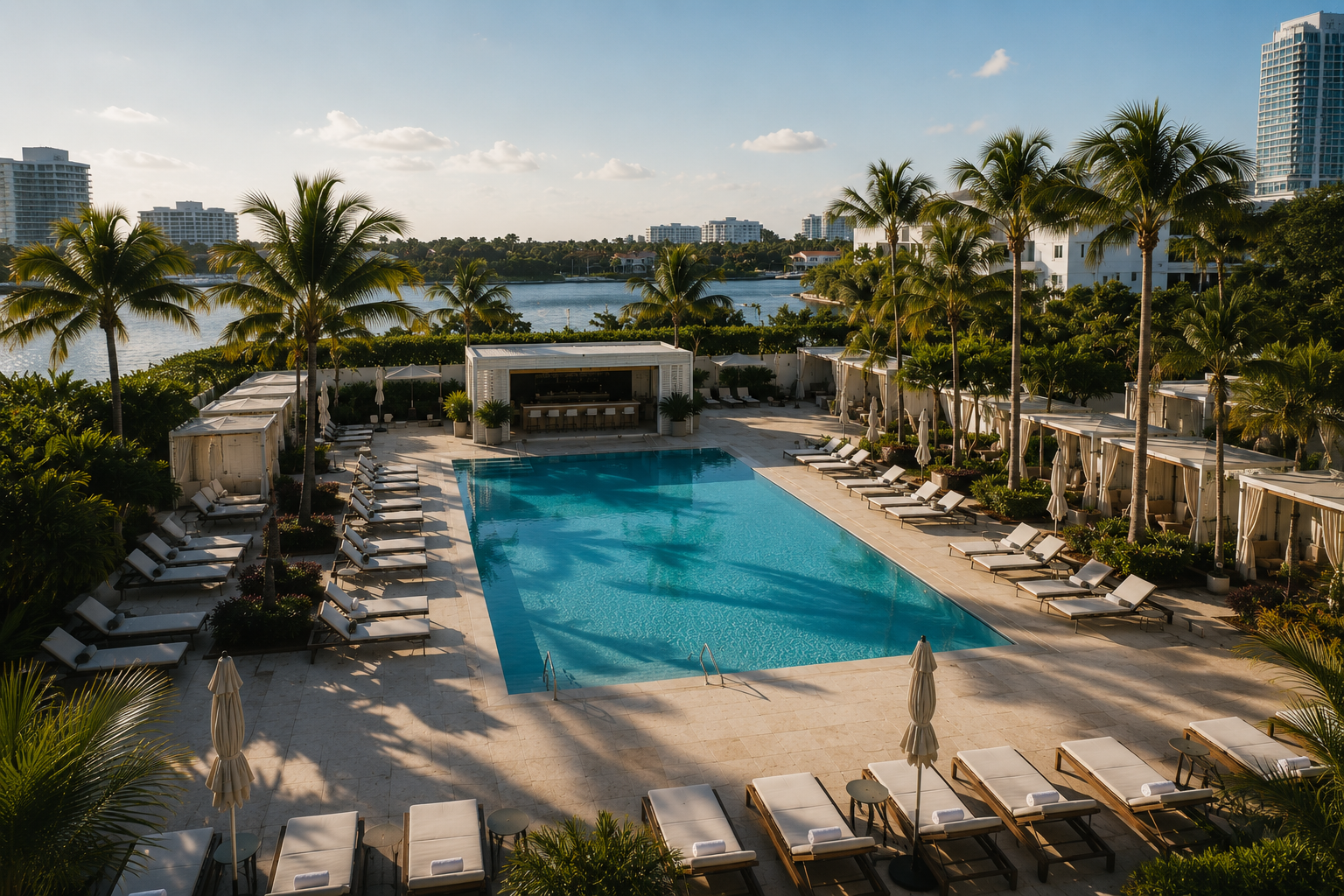 Luxury resort poolside retreat