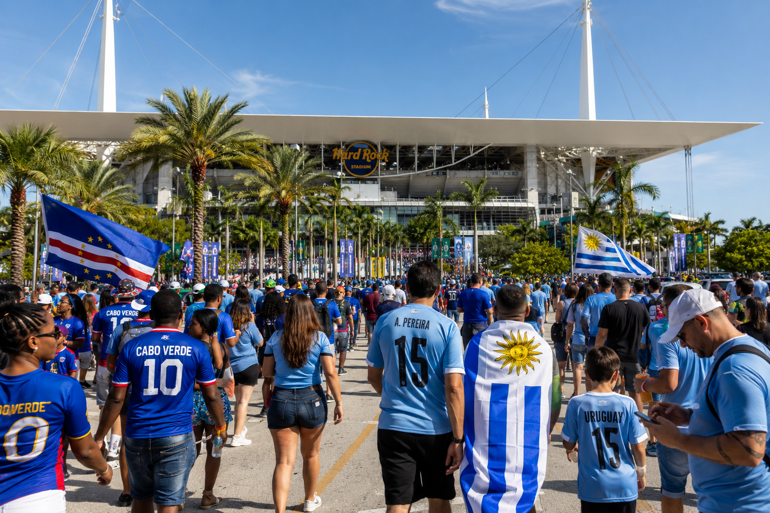 Fans gather outside Hard Rock Stadium