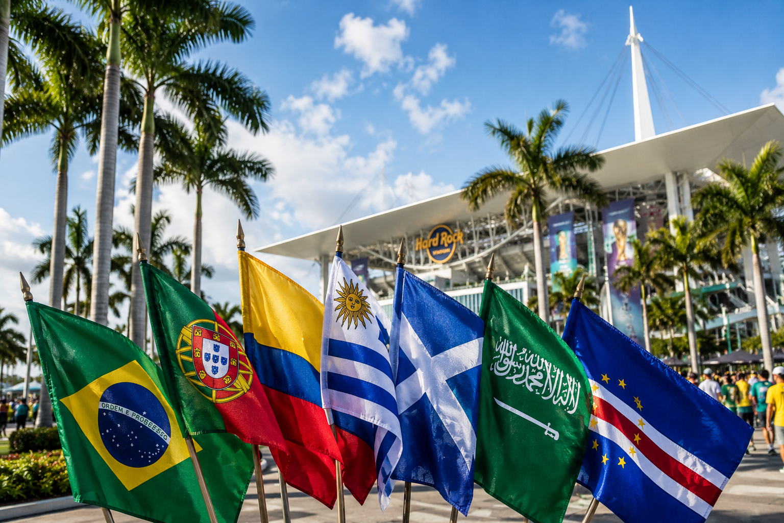 Colorful flags at Hard Rock Stadium