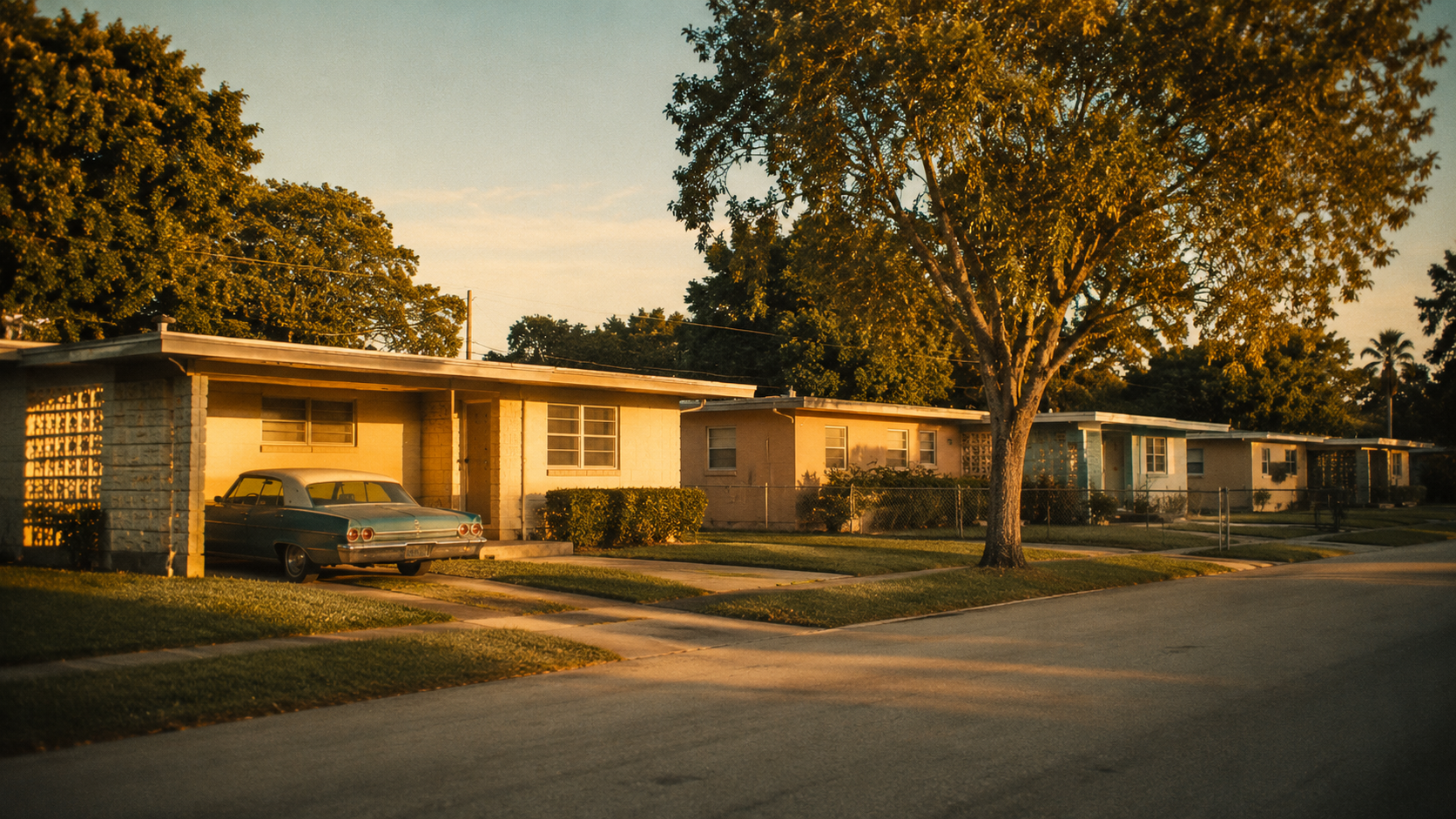 Golden Hour Mid Century Street