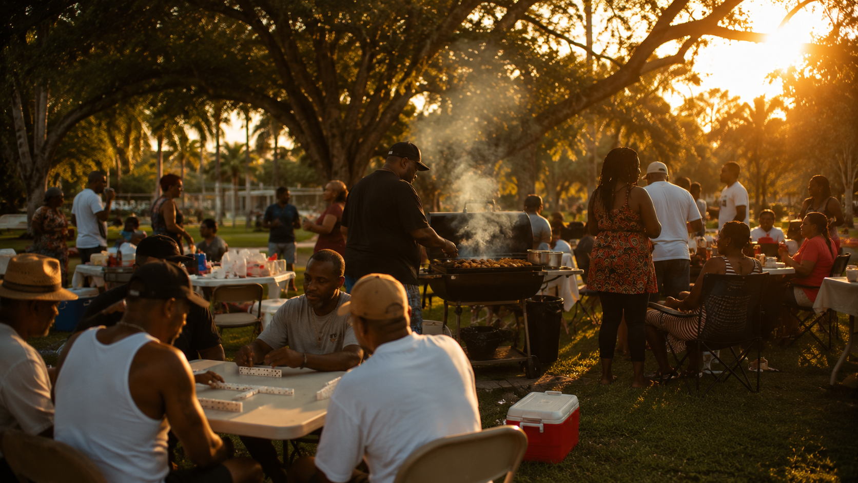 Golden Hour Park Barbecue Dominoes
