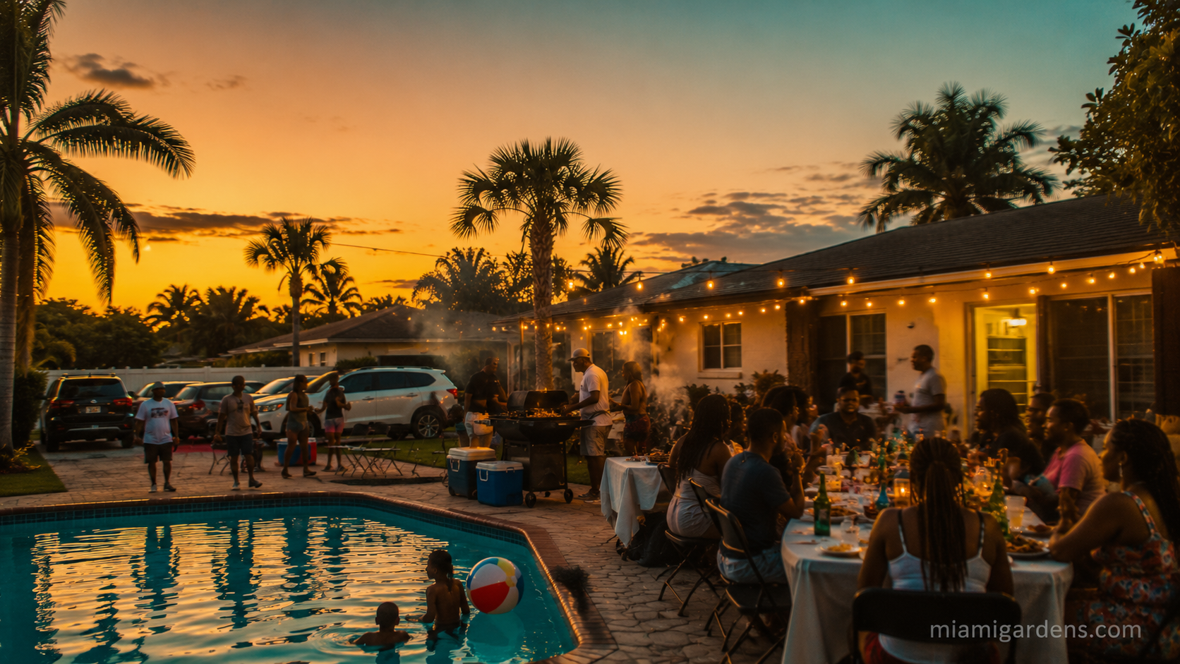 Party at sunset