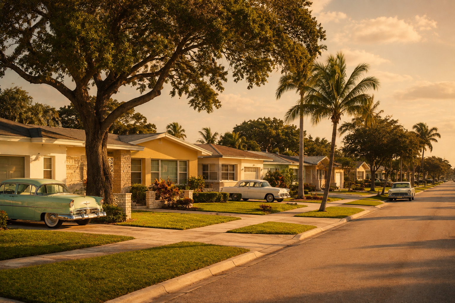 Golden Hour Mid Century Suburb