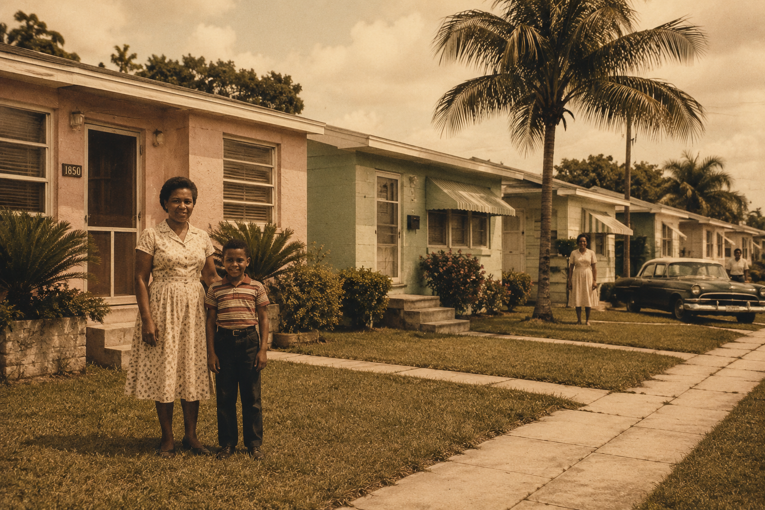 Mid Century Neighborhood Family Portrait