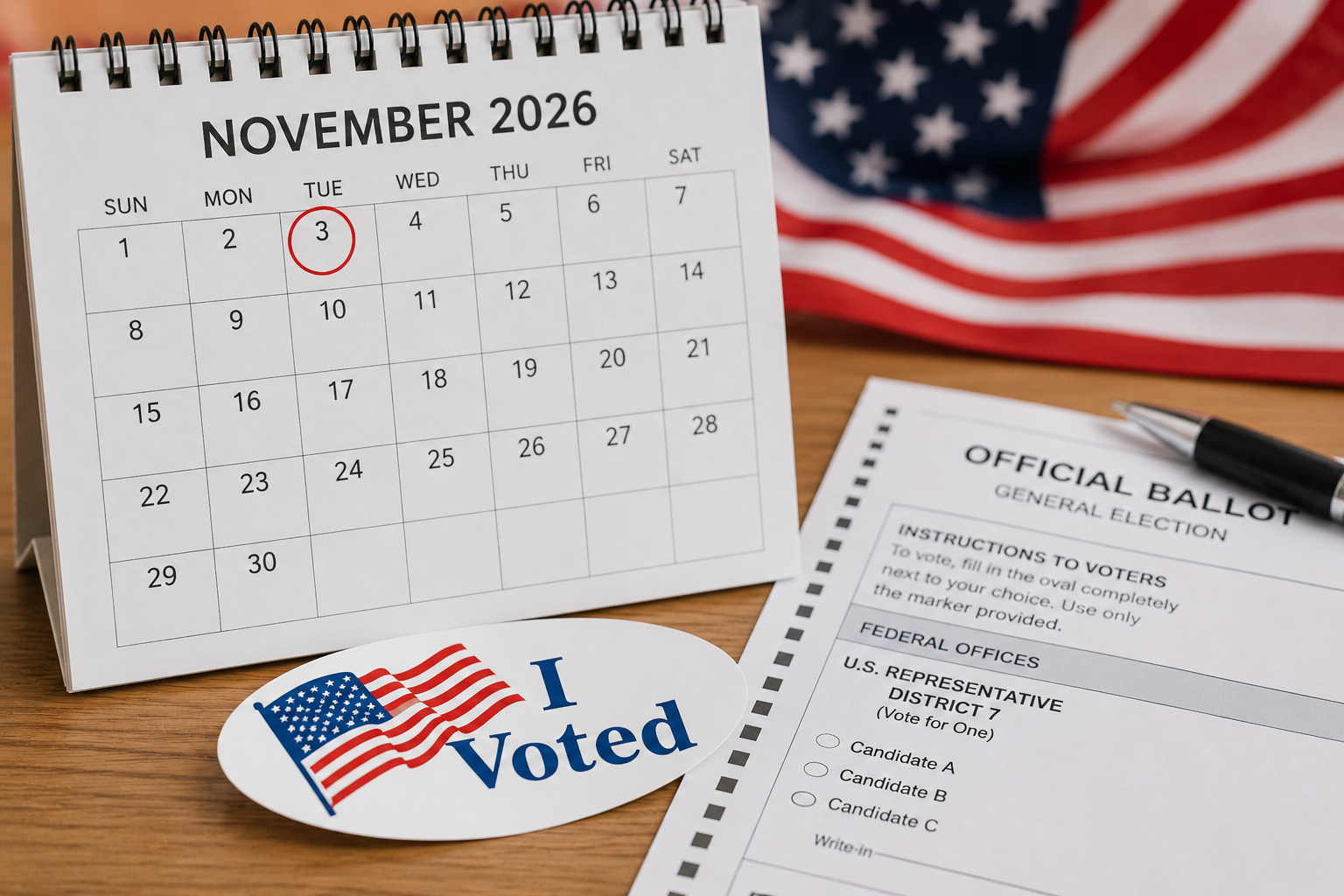November 2026 Voting Day Ballot and Flag