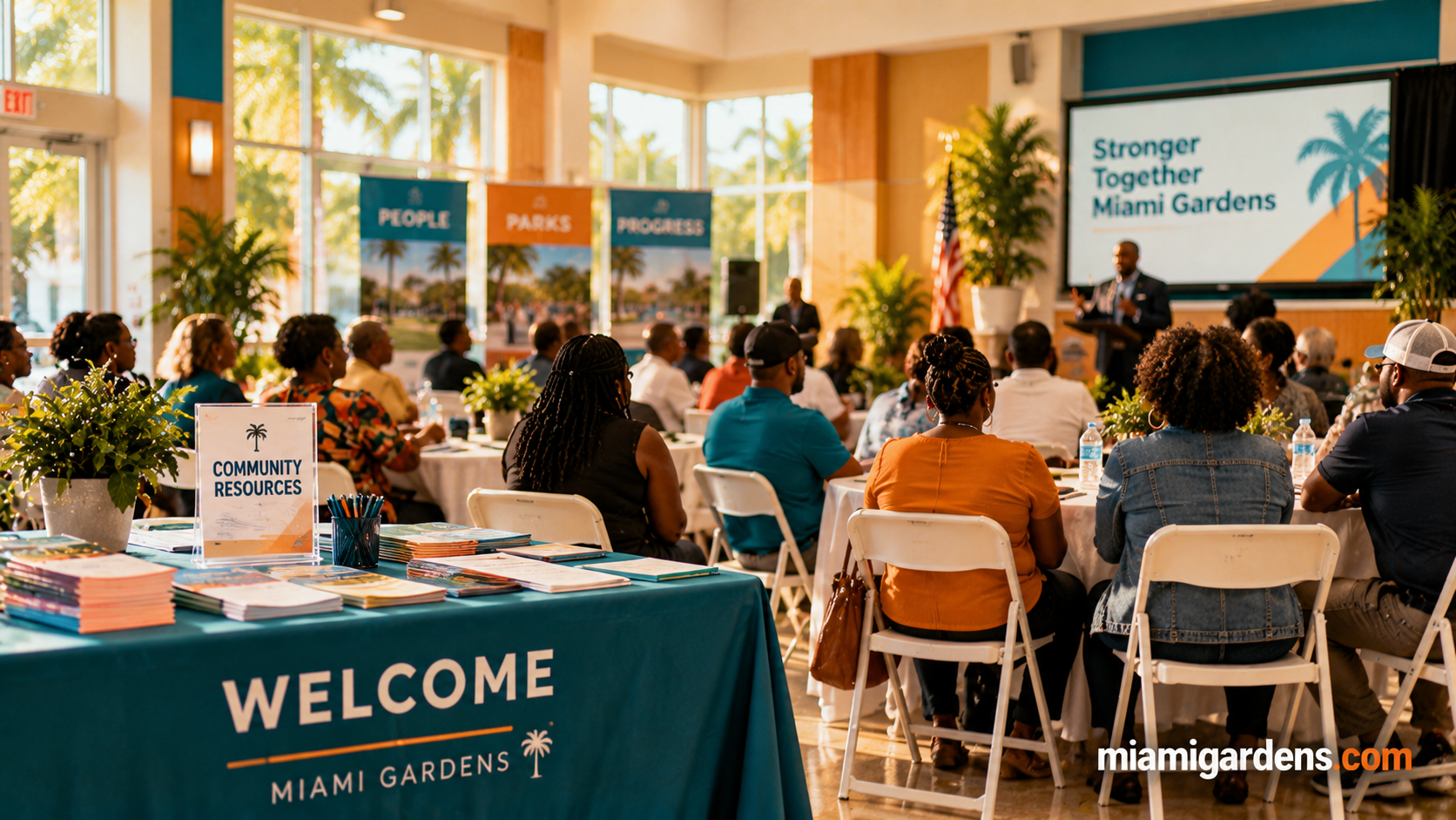 Residents gathered at a community event at a Miami Gardens recreation center